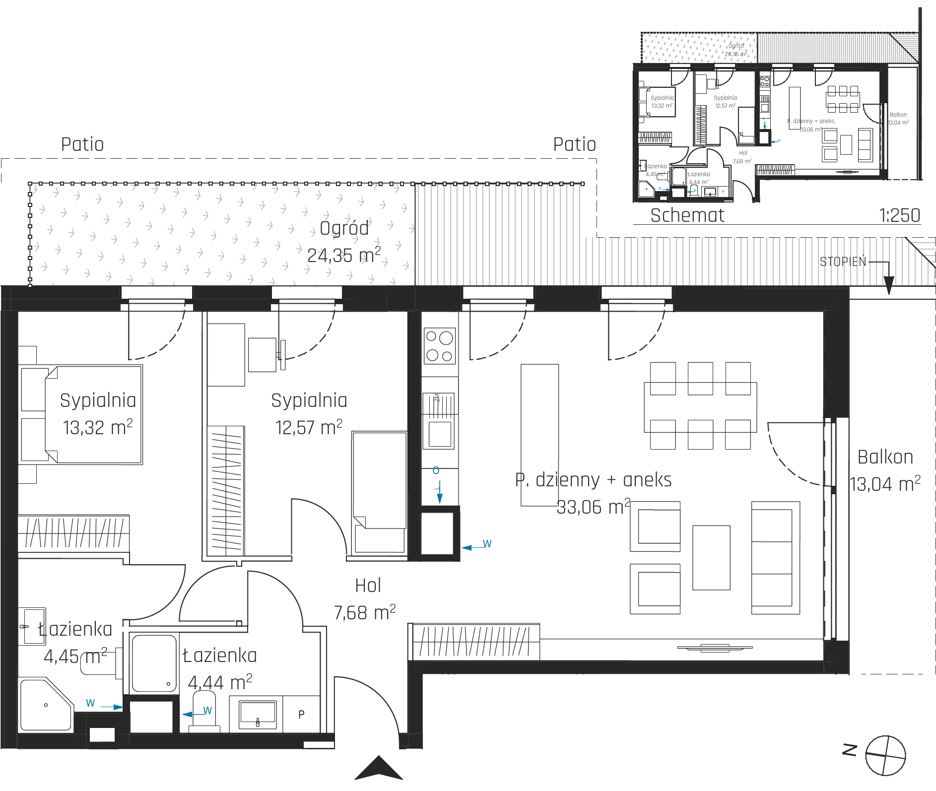 Plan 3 pok. 76m²