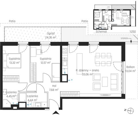 Plan 3 pok. 76m²