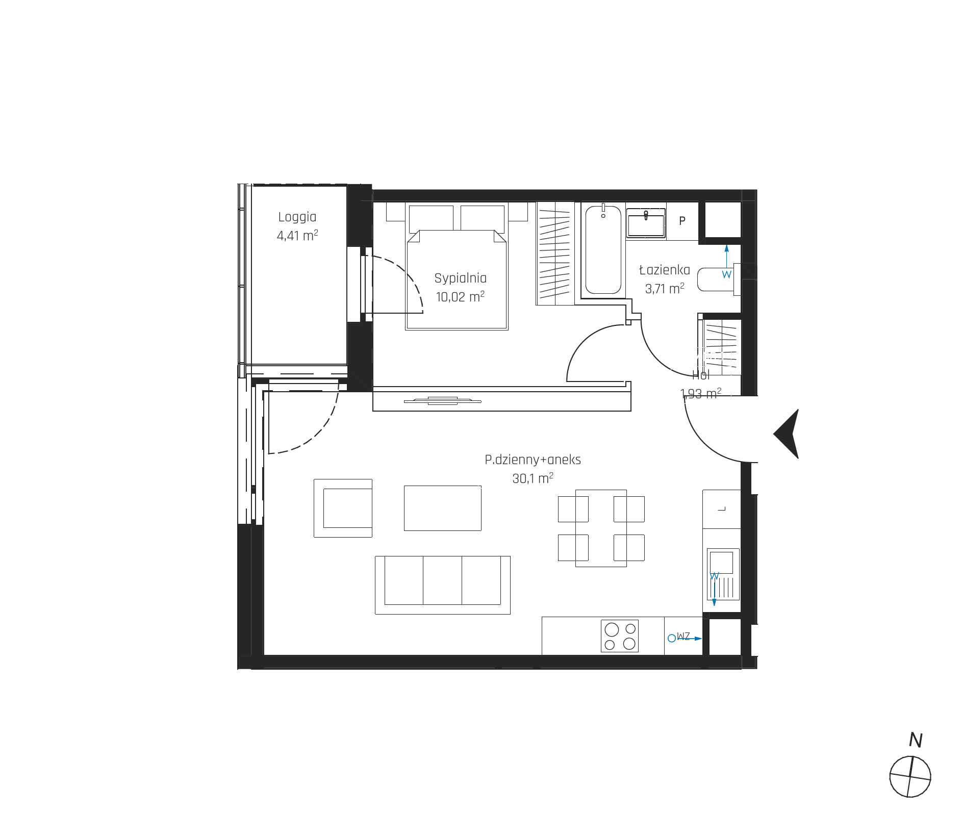 Plan 2 pok. 46m²