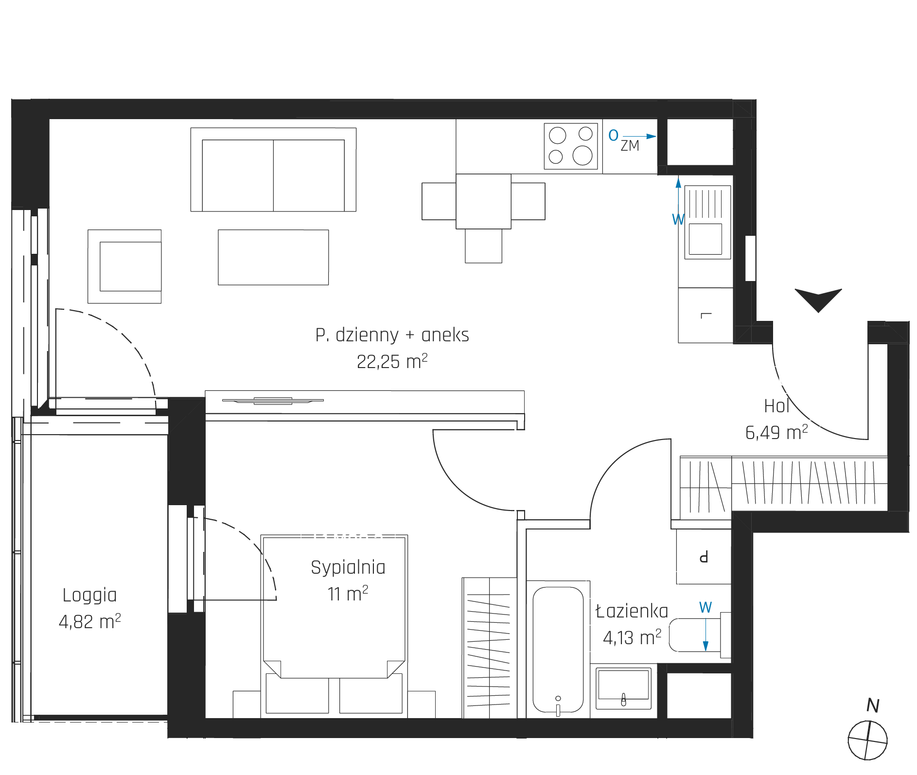 Plan 2 pok. 44m²