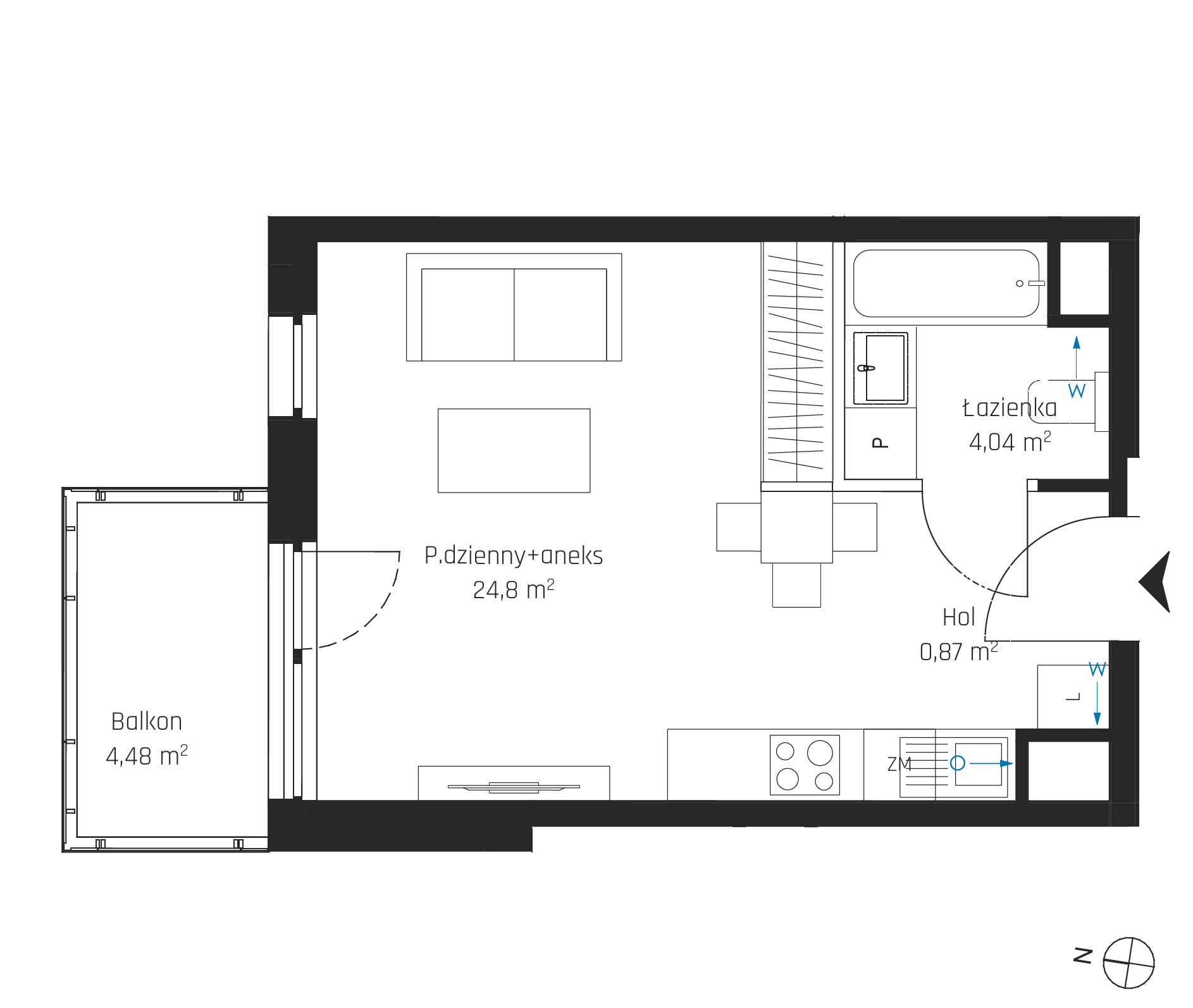 Plan 1 pok. 30m²