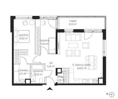 Plan 3 pok. 79m²