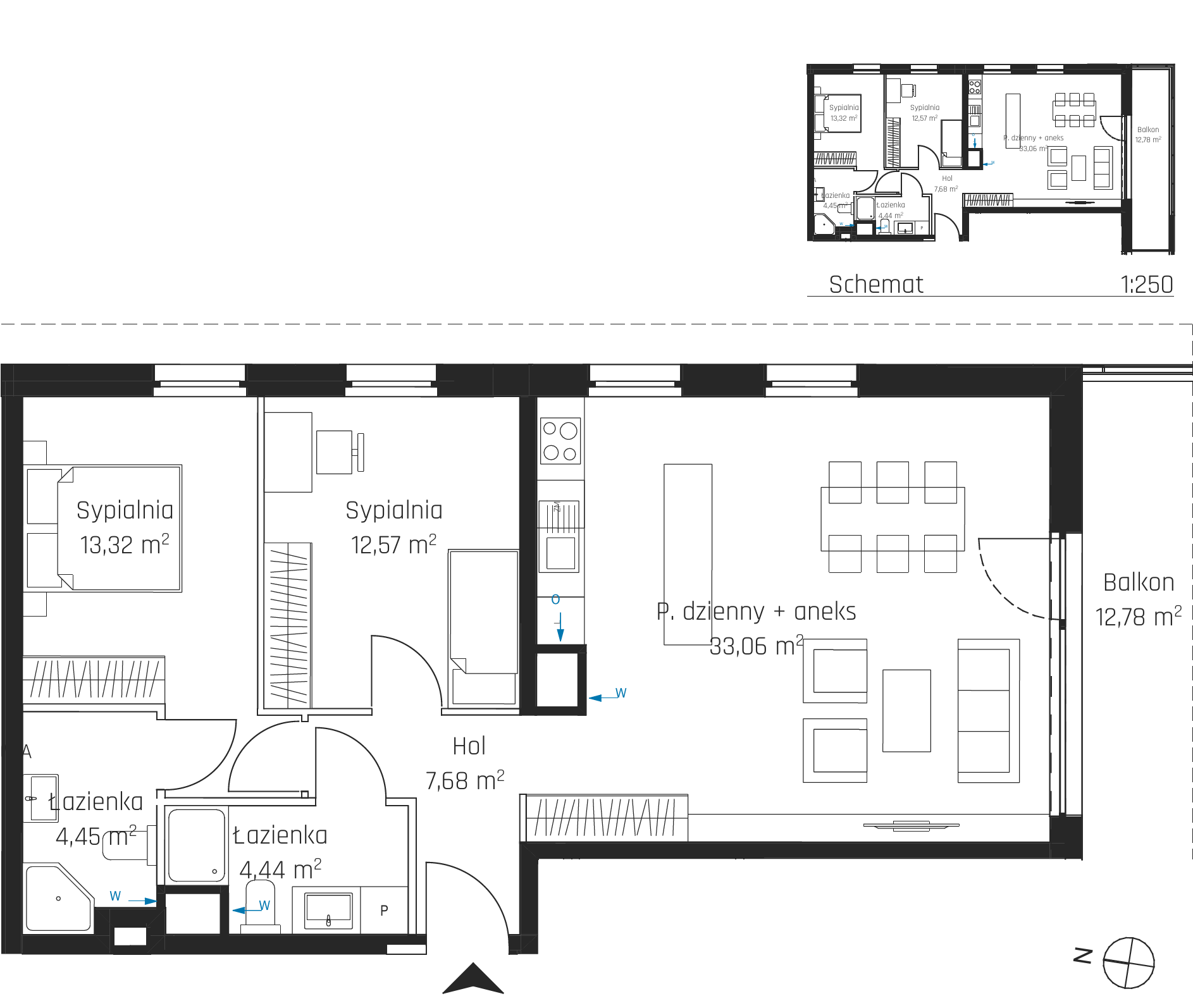 Plan 3 pok. 76m²