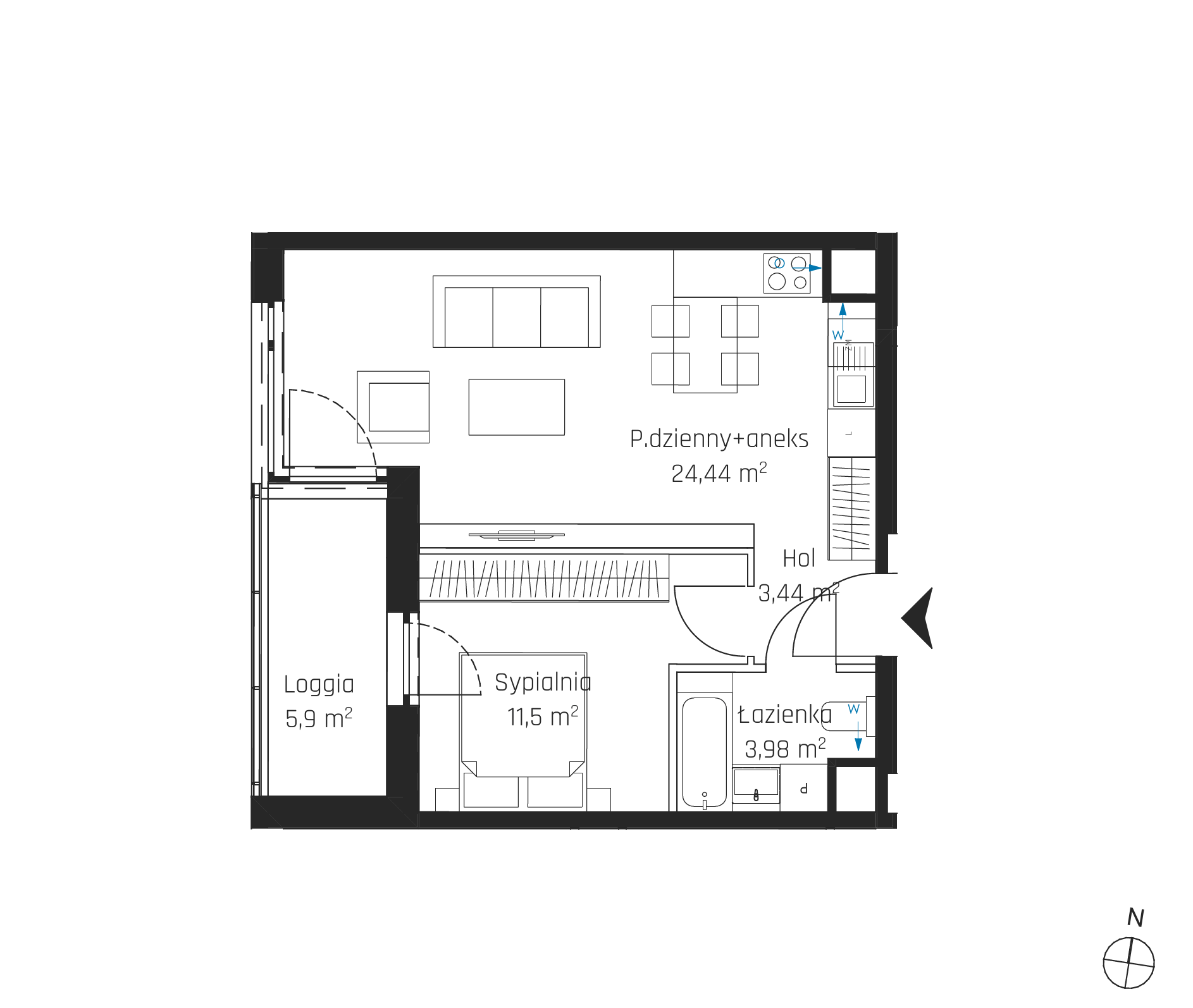 Plan 2 pok. 43m²