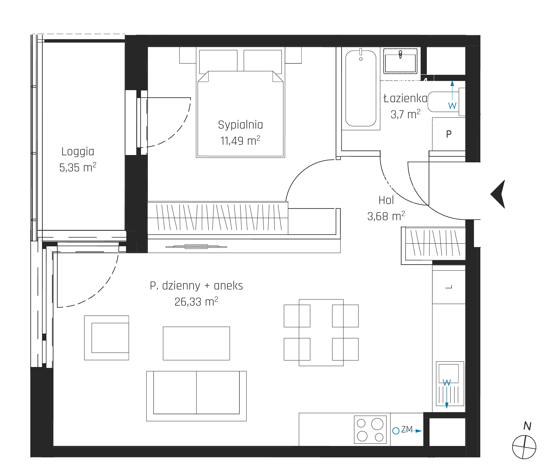 Plan 2 pok. 45m²