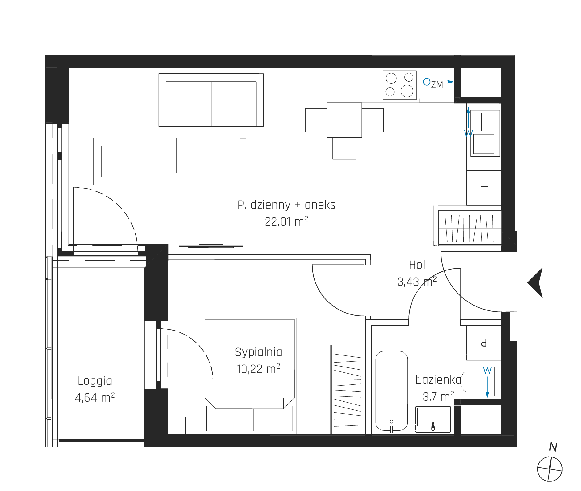 Plan 2 pok. 39m²