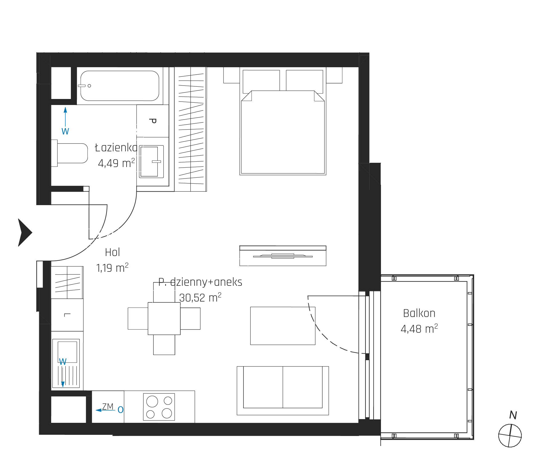 Plan 1 pok. 36m²