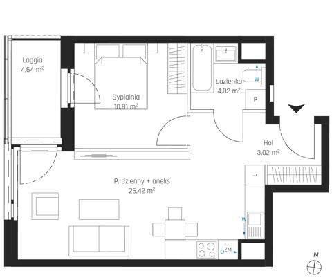 Plan 2 pok. 44m²