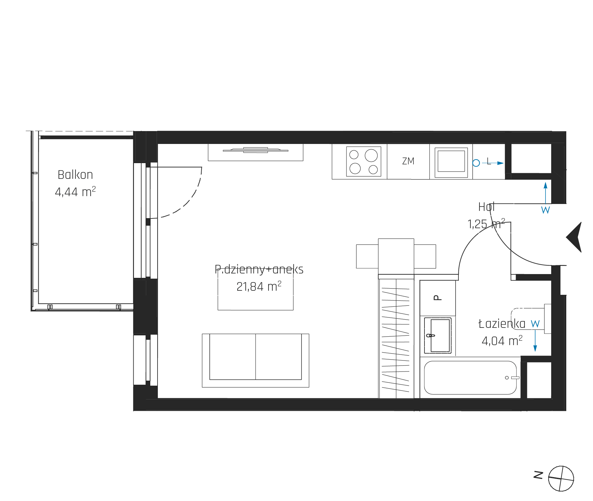 Plan 1 pok. 27m²