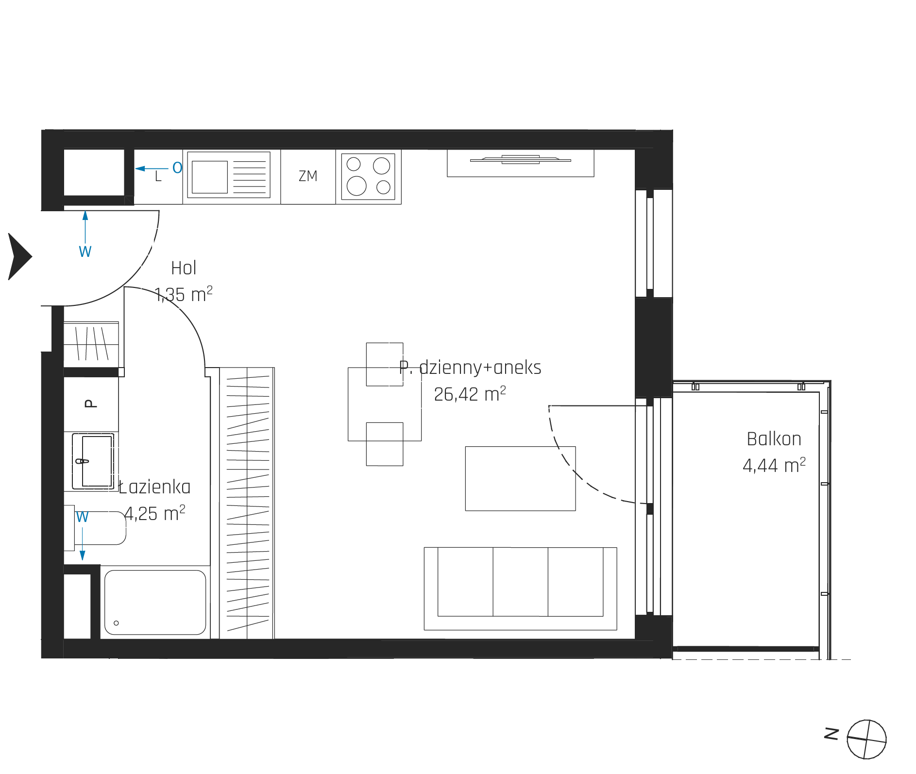 Plan 1 pok. 32m²