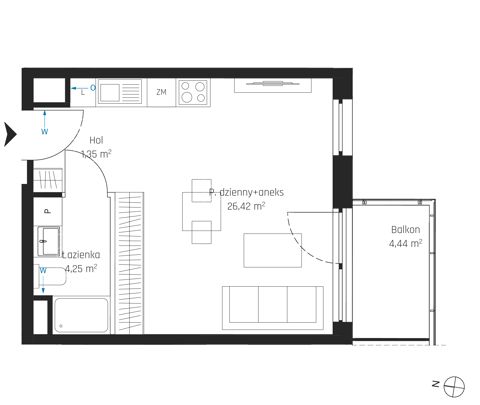 Plan 1 pok. 32m²