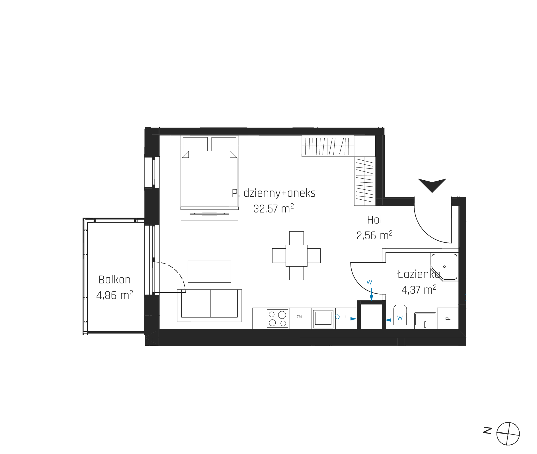Plan 1 pok. 40m²
