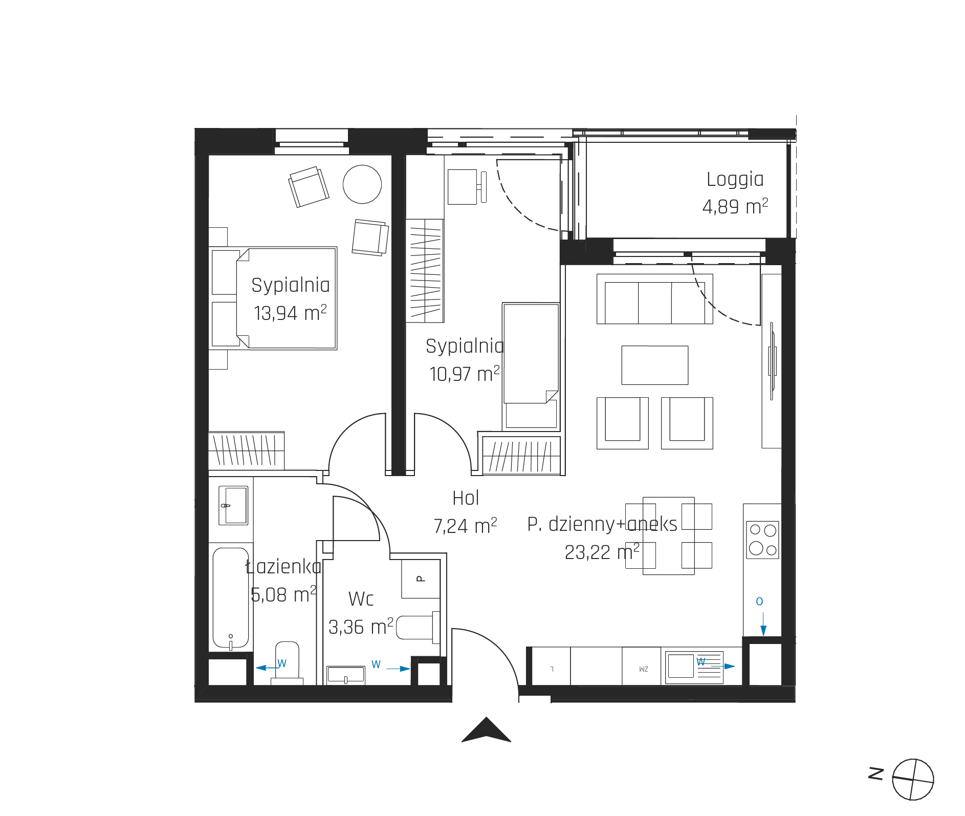 Plan 3 pok. 64m²