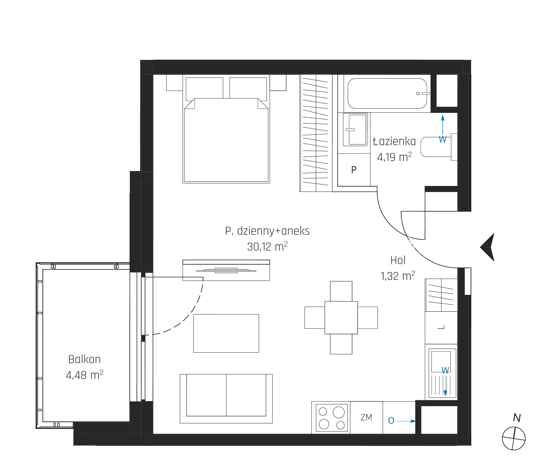 Plan 1 pok. 36m²