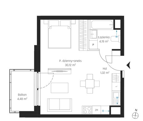 Plan 1 pok. 36m²
