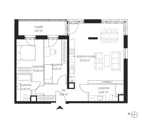 Plan 3 pok. 79m²