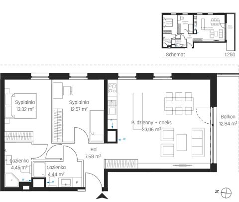 Plan 3 pok. 76m²