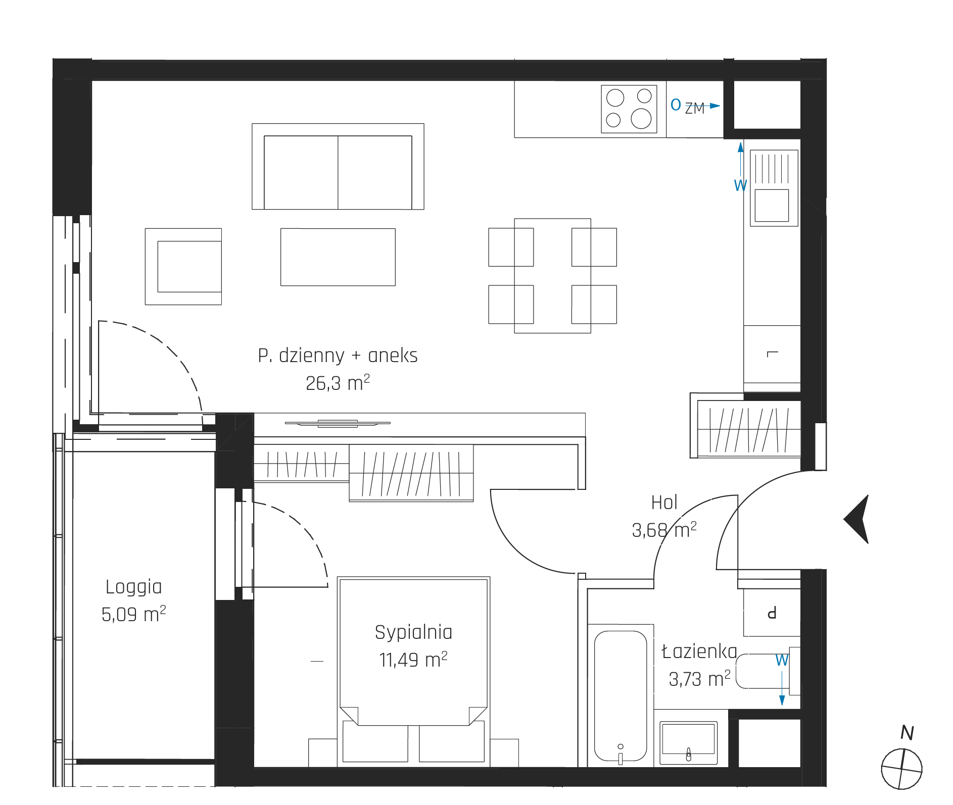 Plan 2 pok. 45m²