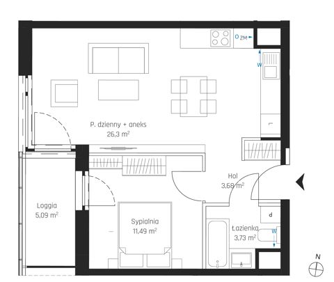 Plan 2 pok. 45m²