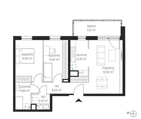 Plan 3 pok. 67m²