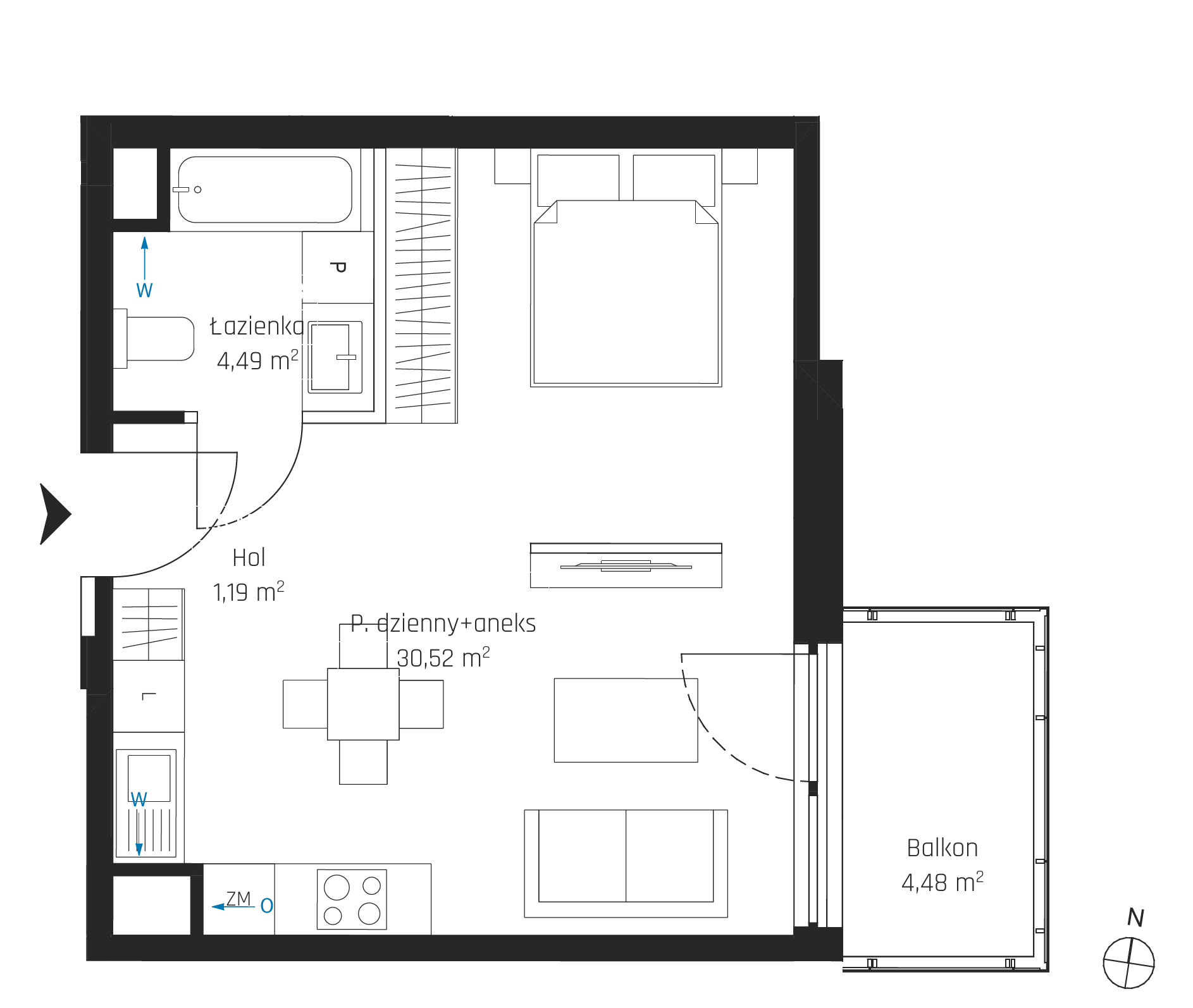 Plan 1 pok. 36m²