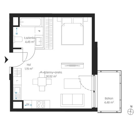 Plan 1 pok. 36m²
