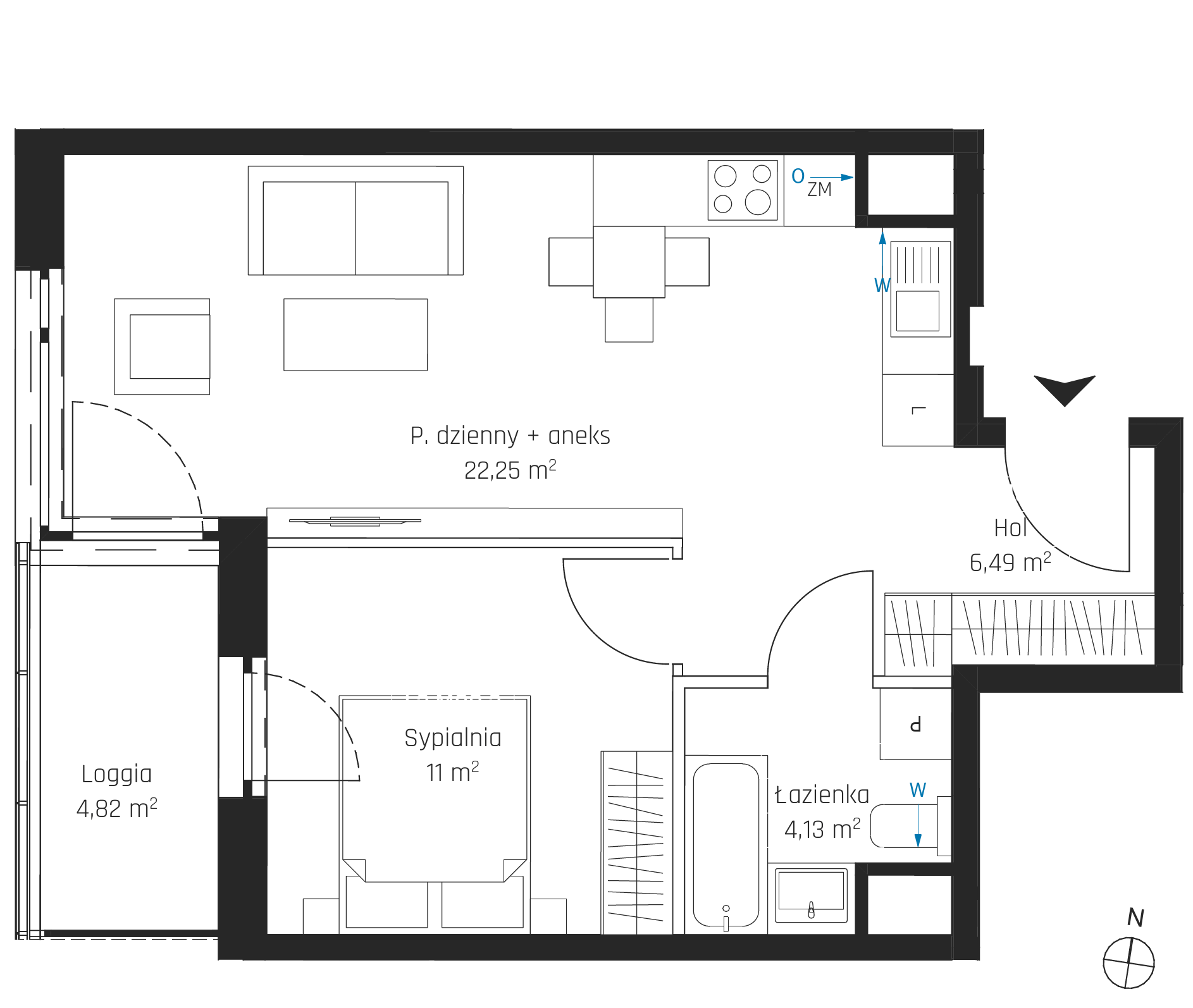 Plan 2 pok. 44m²