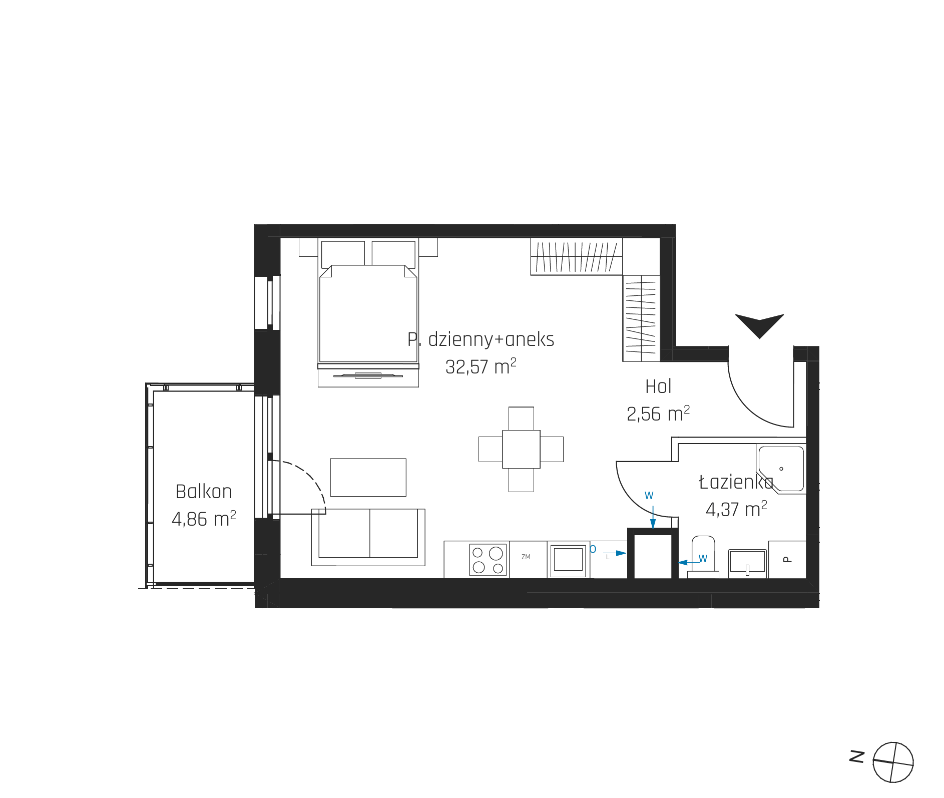 Plan 1 pok. 40m²