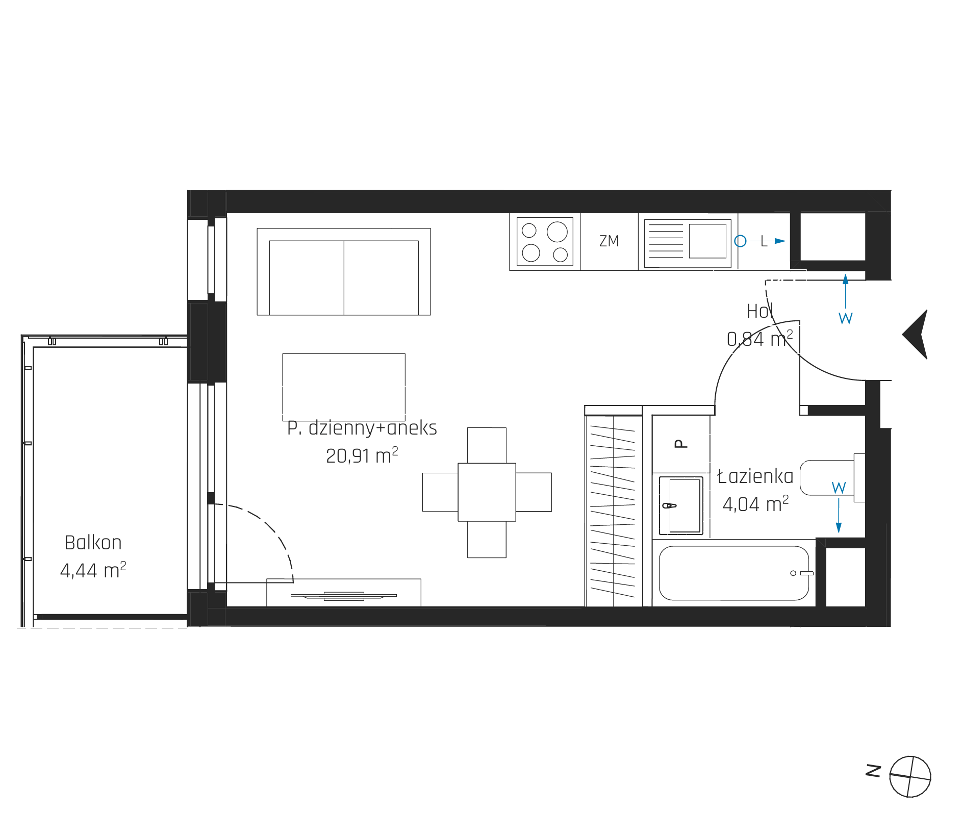 Plan 1 pok. 26m²