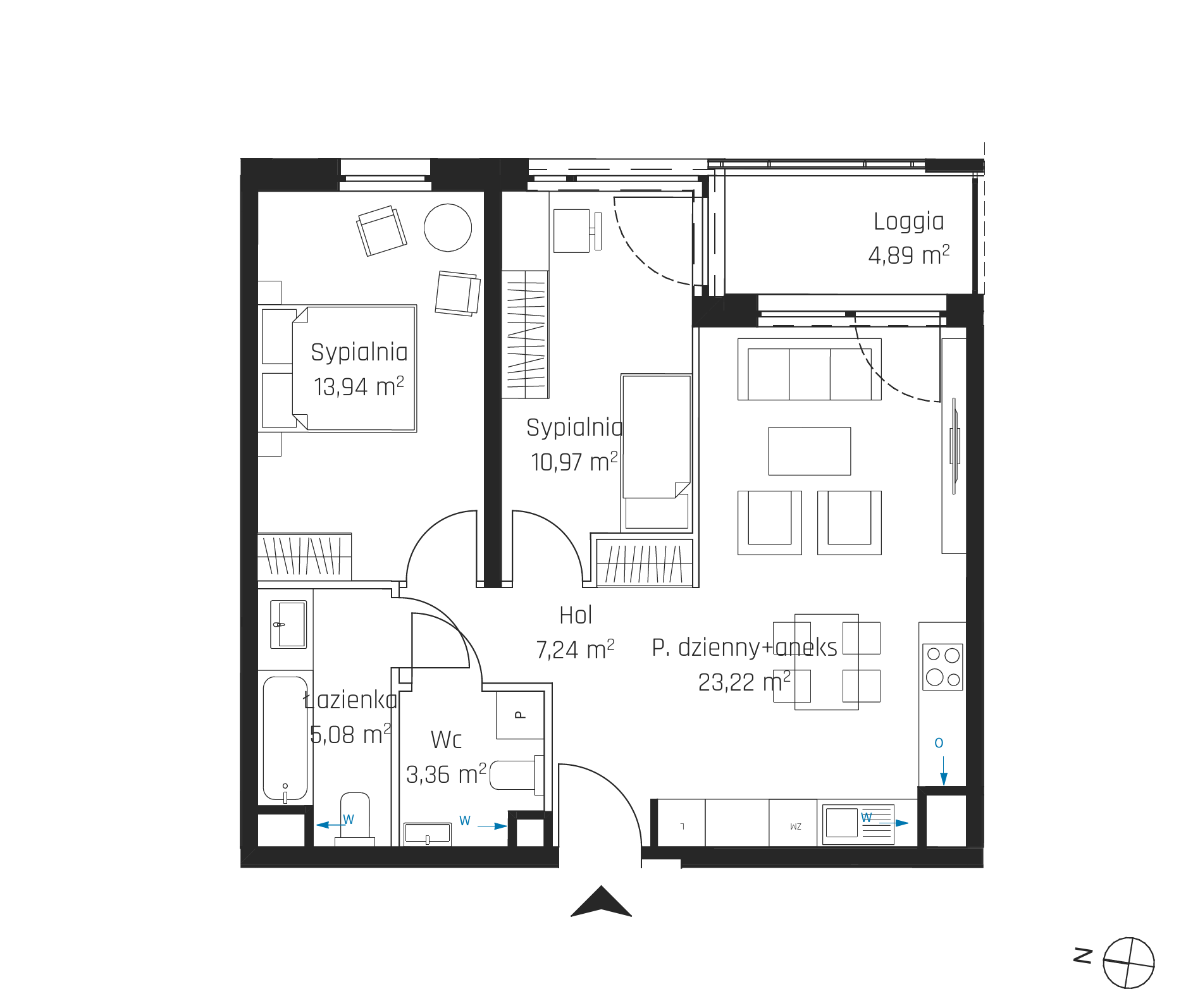 Plan 3 pok. 64m²
