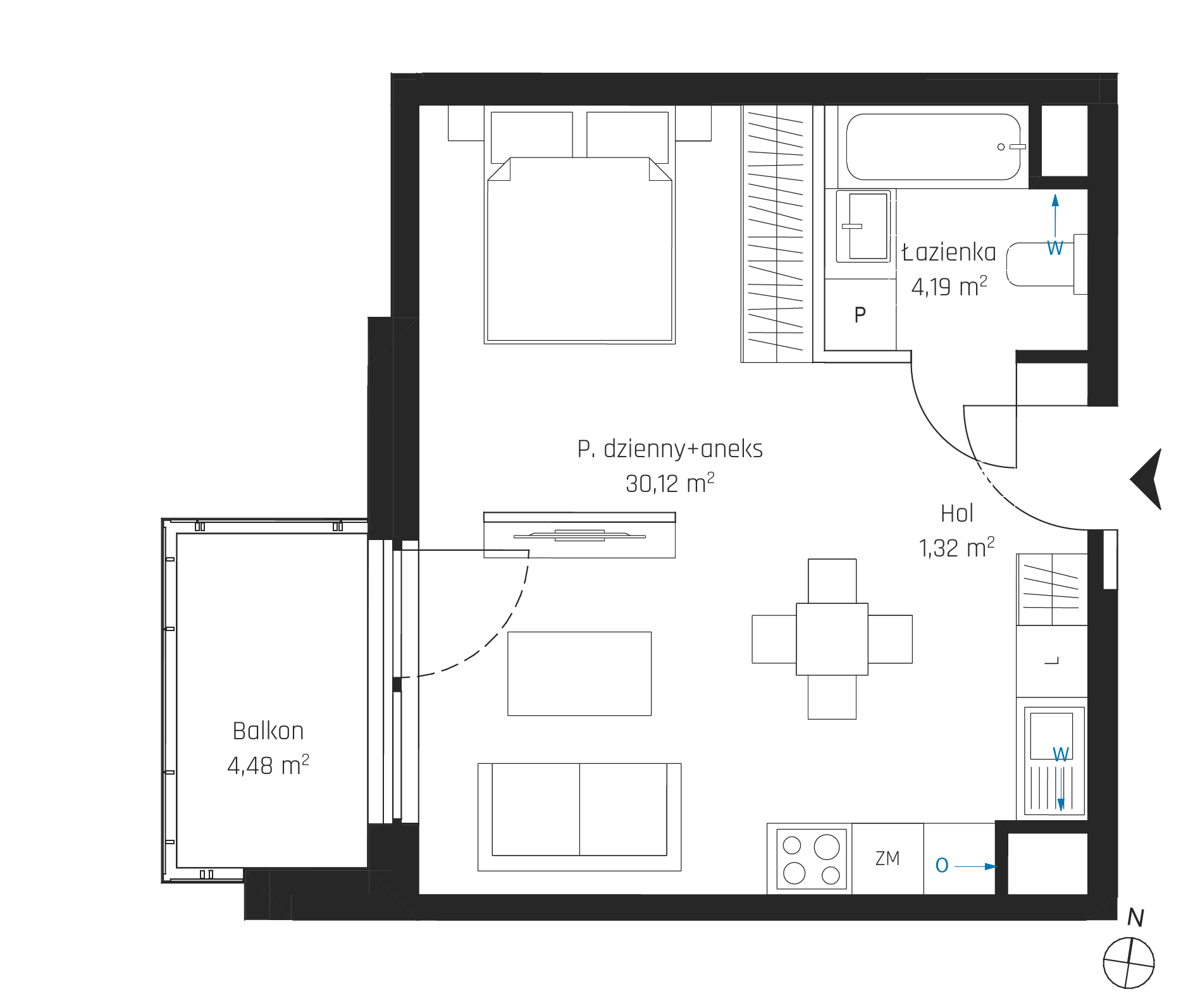 Plan 1 pok. 36m²