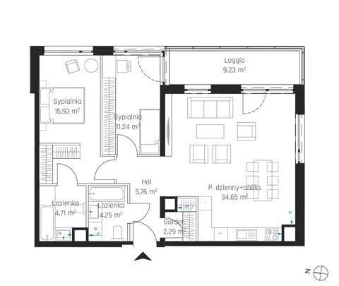 Plan 3 pok. 79m²