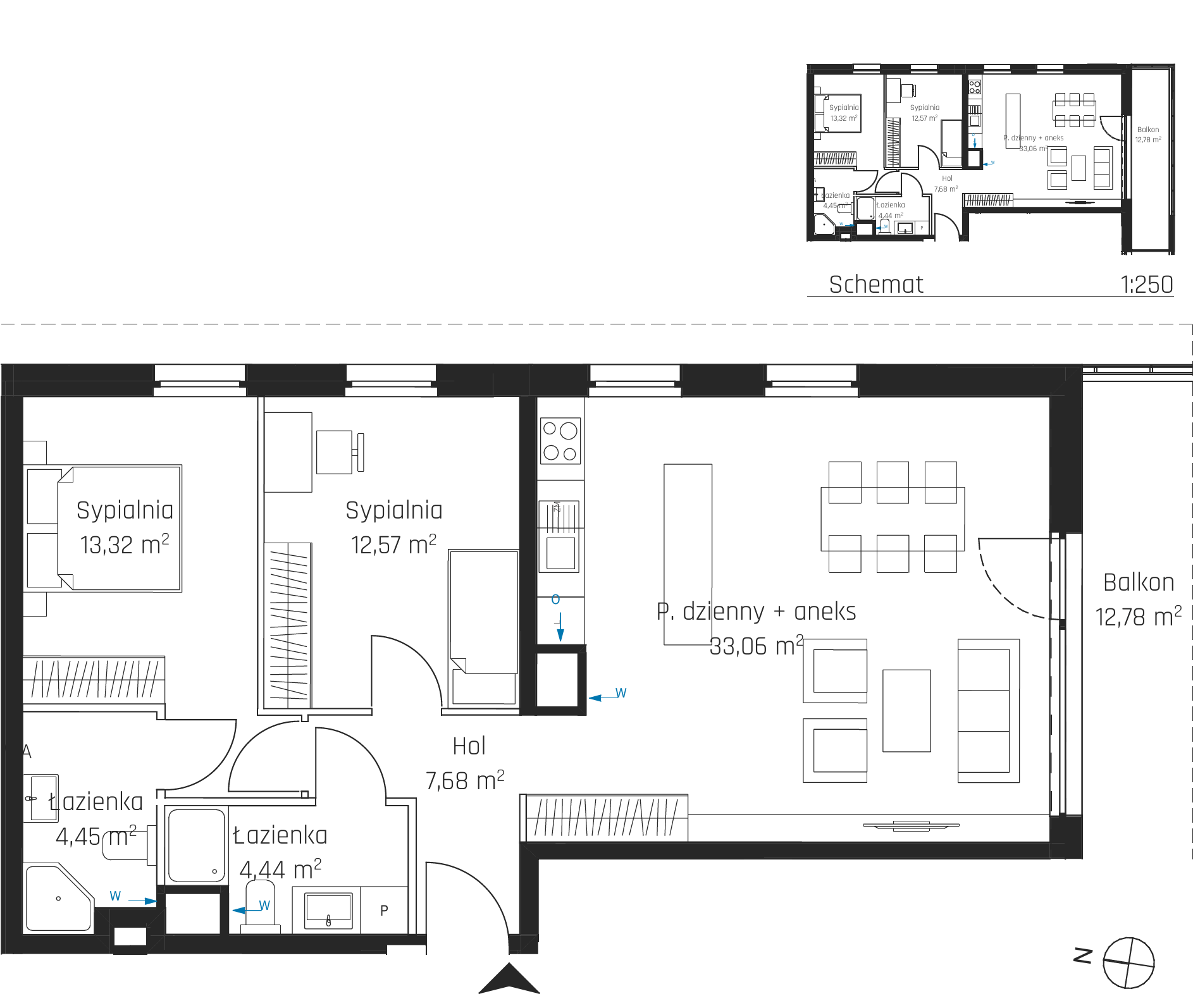 Plan 3 pok. 76m²