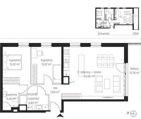 Plan 3 pok. 76m²