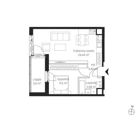 Plan 2 pok. 43m²