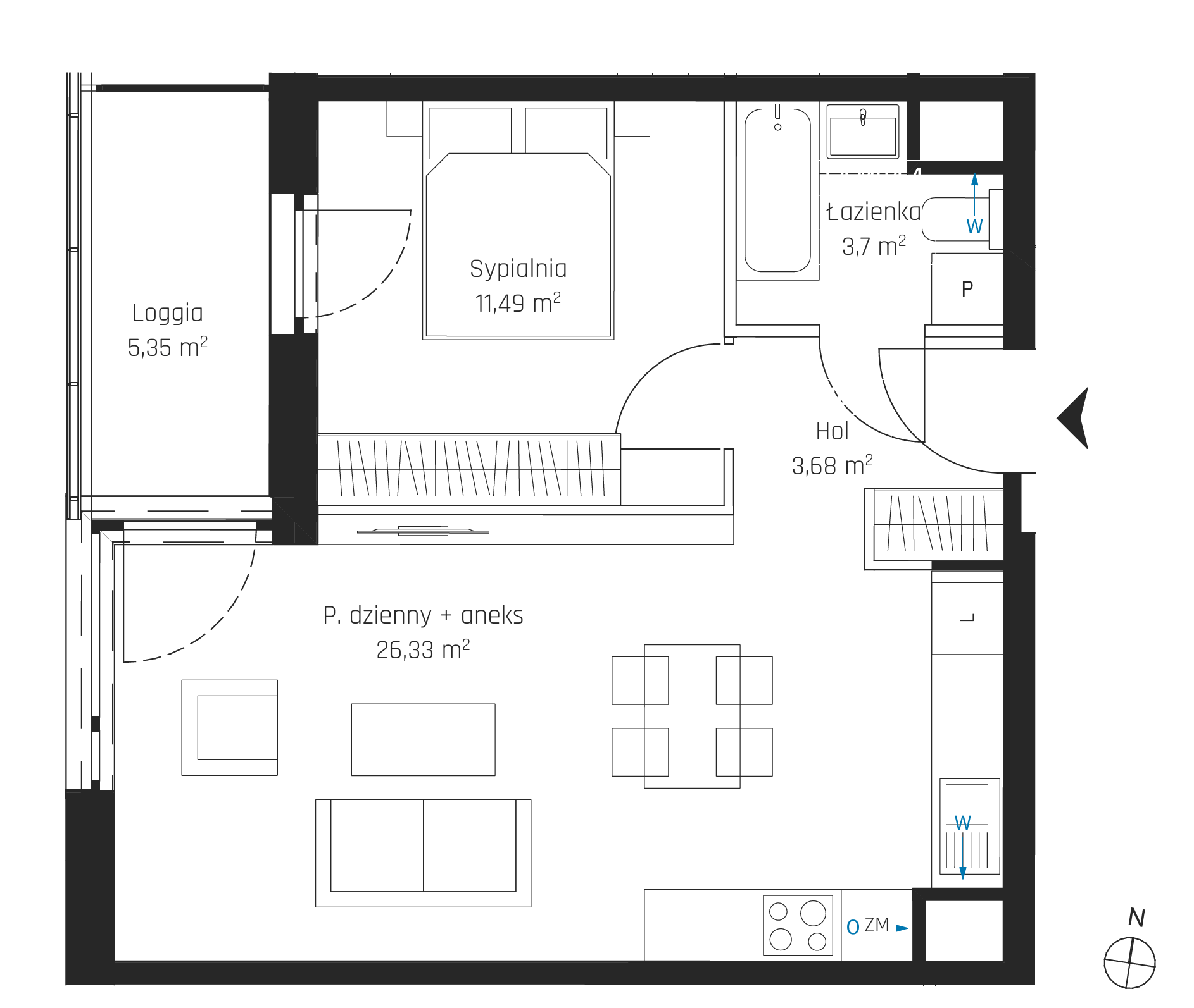 Plan 2 pok. 45m²