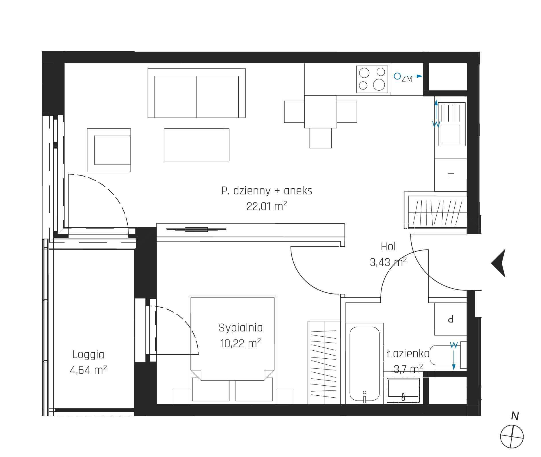 Plan 2 pok. 39m²