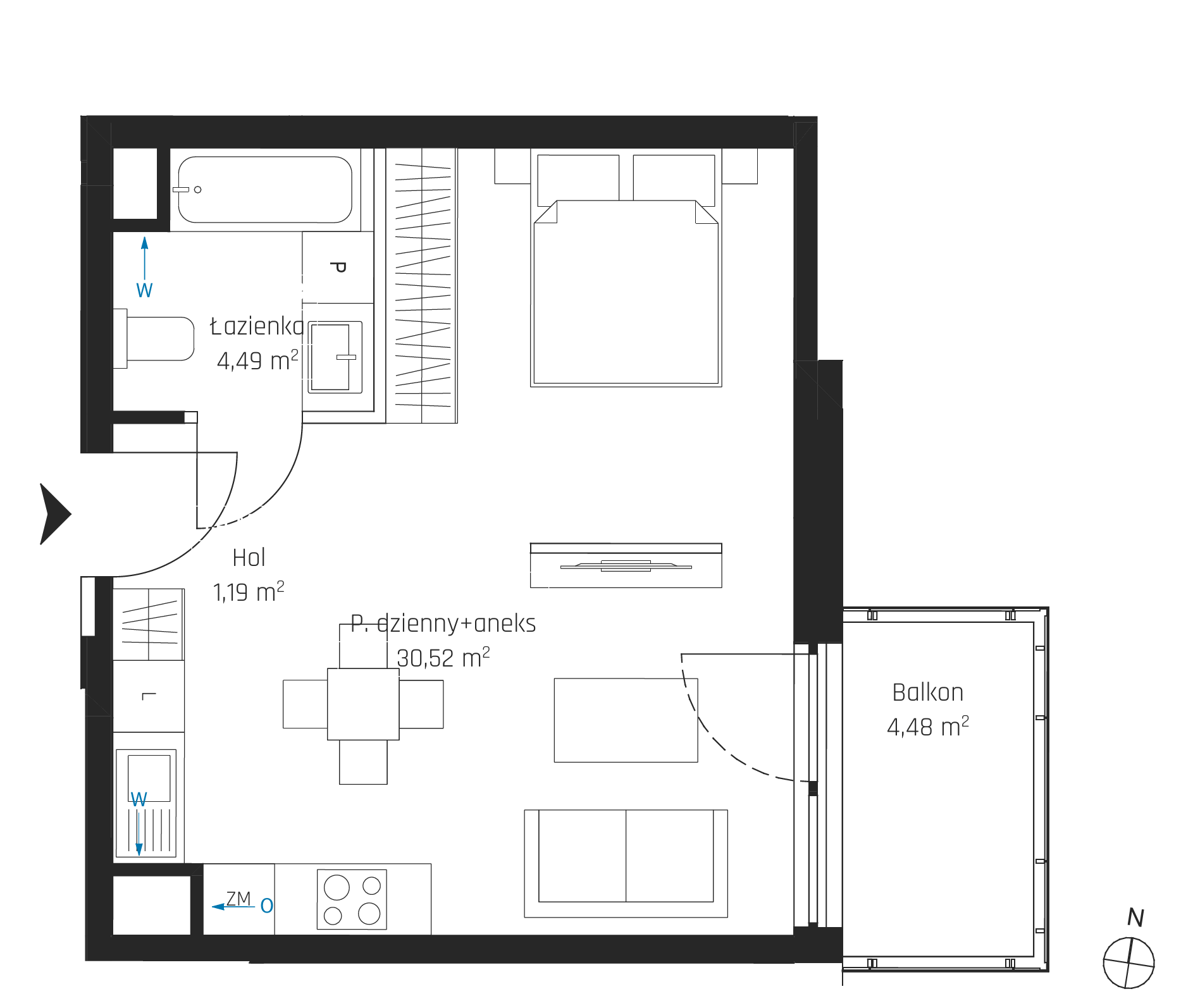 Plan 1 pok. 36m²