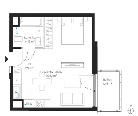 Plan 1 pok. 36m²