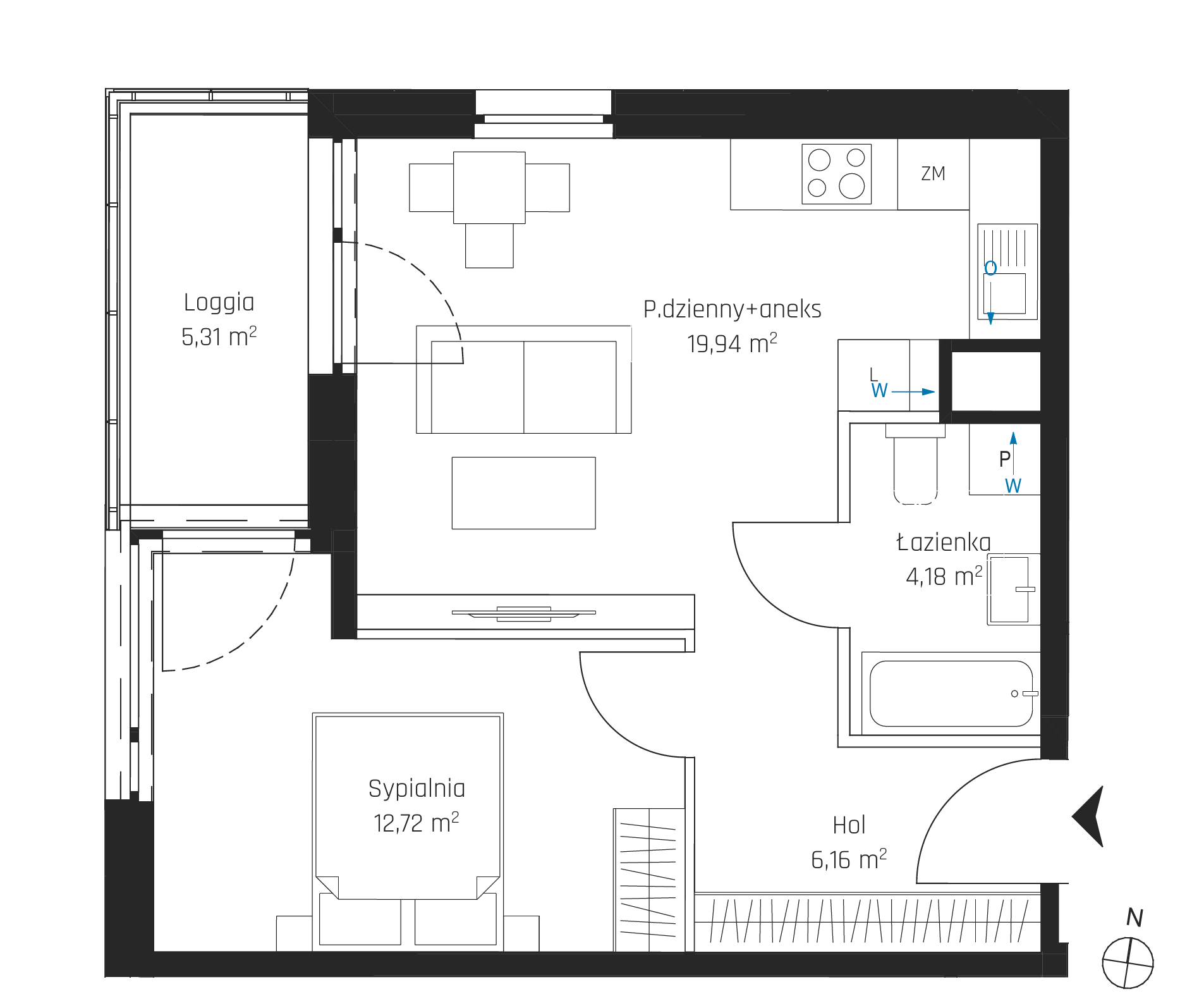 Plan 2 pok. 43m²