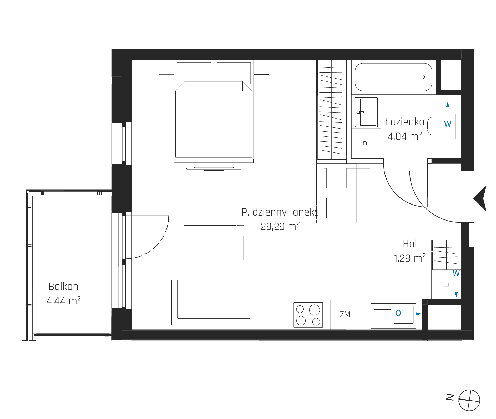 Plan 1 pok. 35m²
