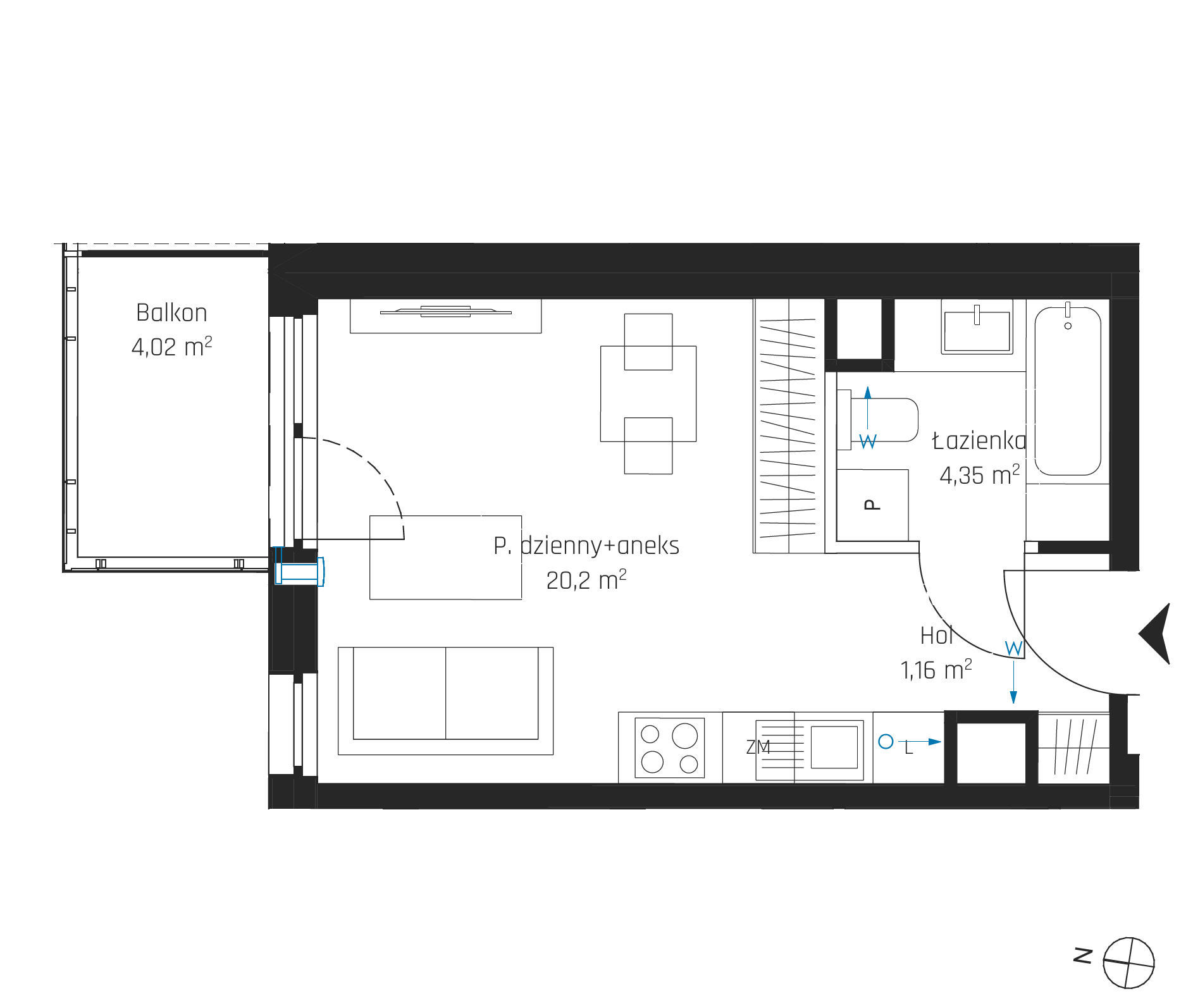 Plan 1 pok. 26m²