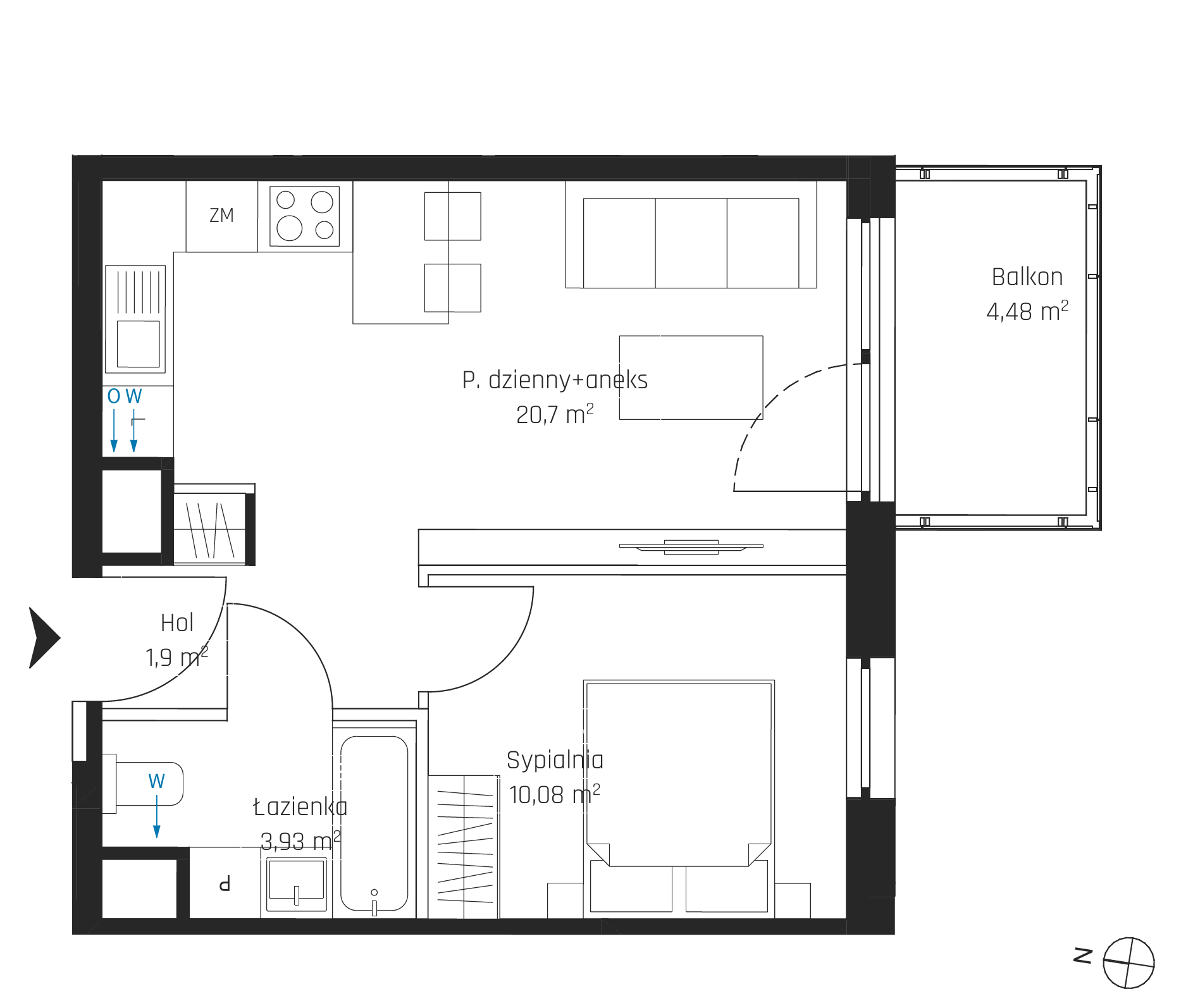 Plan 2 pok. 37m²