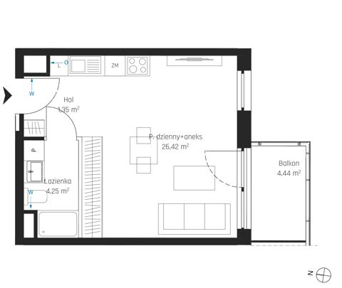 Plan 1 pok. 32m²