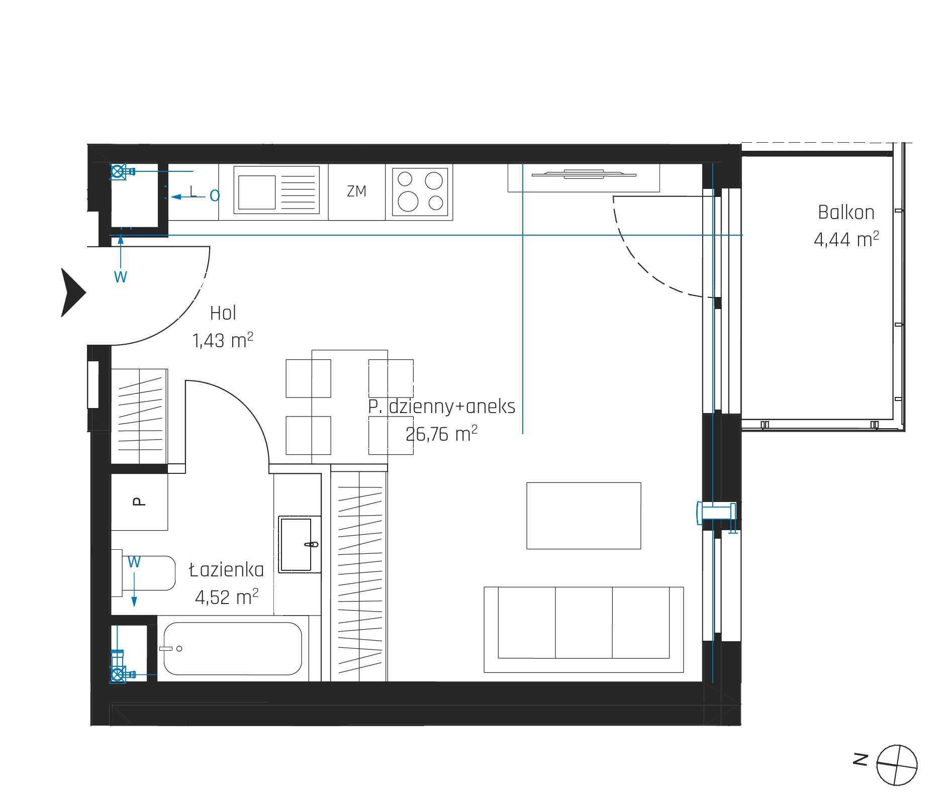Plan 1 pok. 33m²