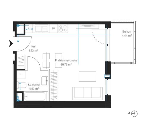 Plan 1 pok. 33m²