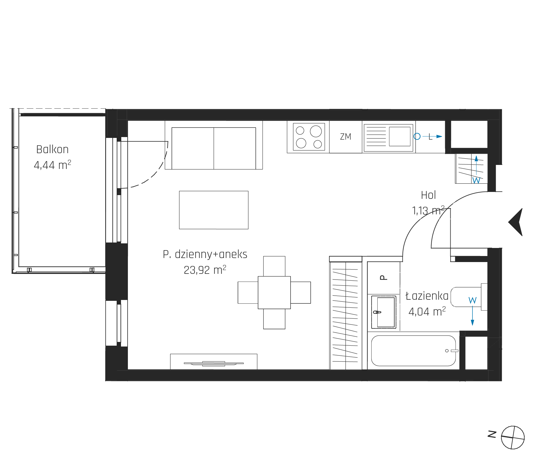 Plan 1 pok. 29m²