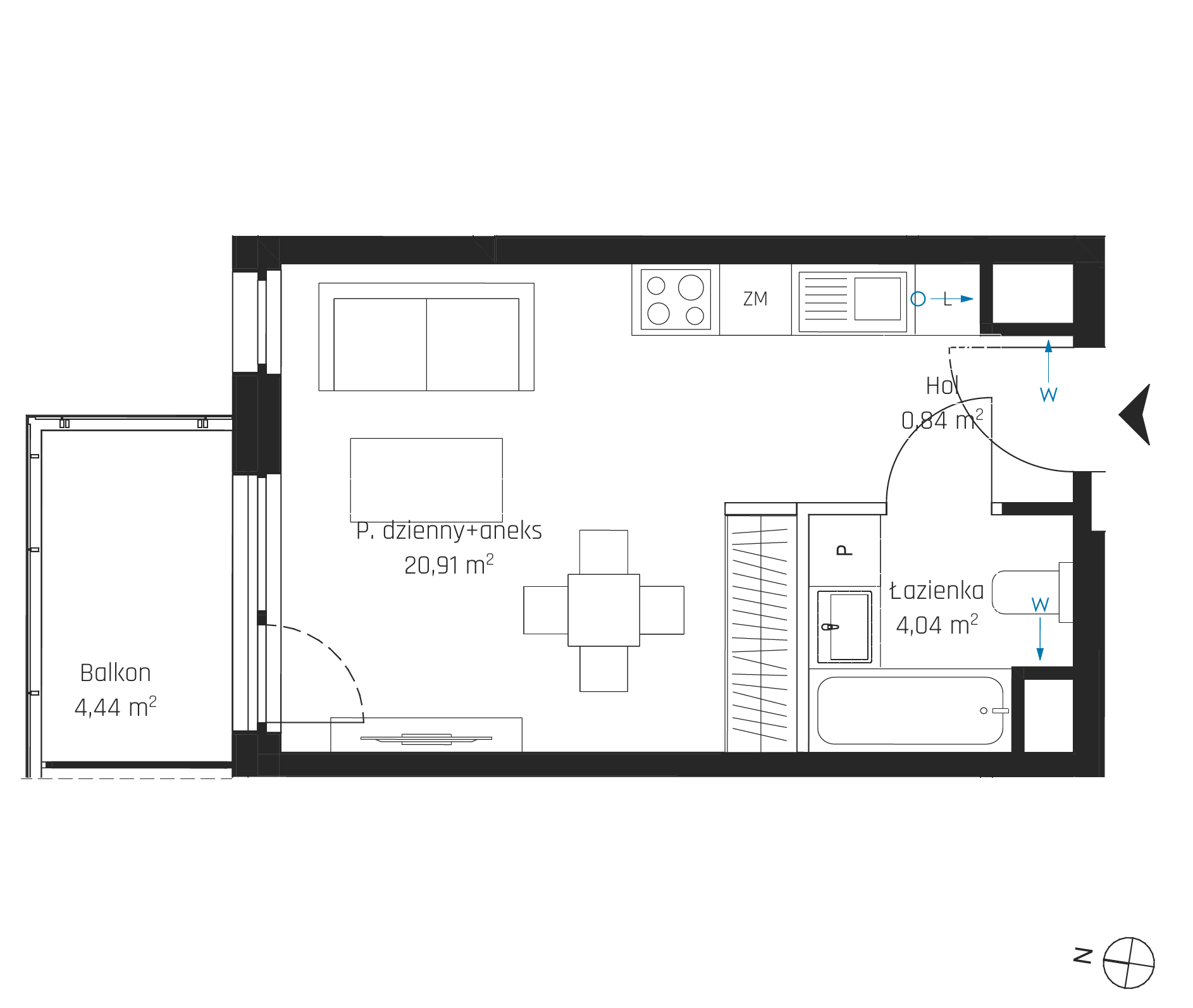 Plan 1 pok. 26m²