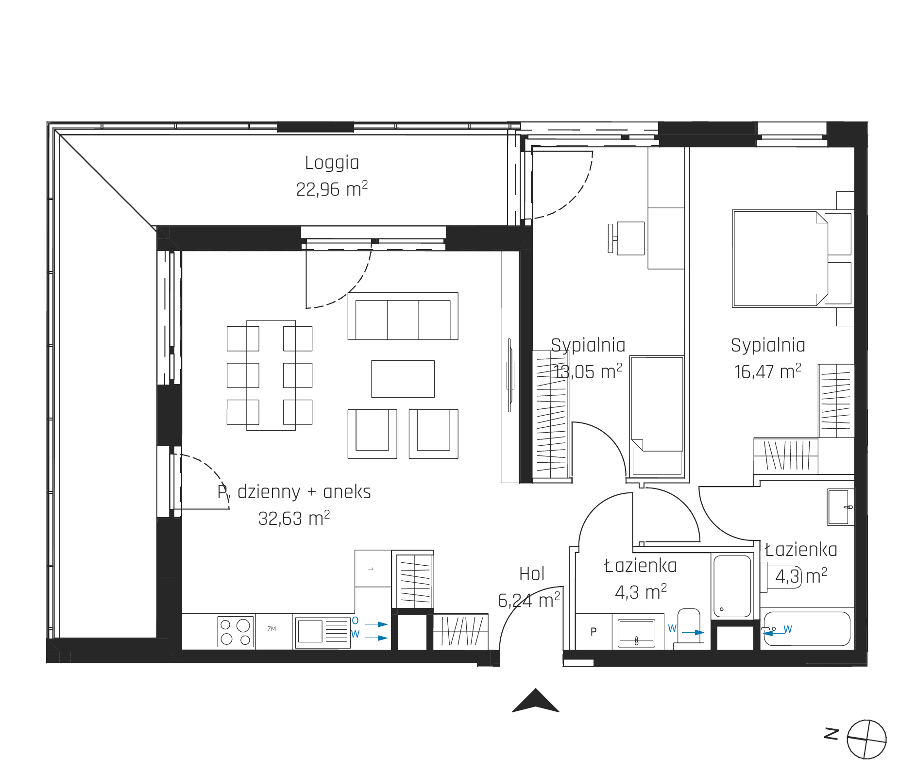 Plan 3 pok. 77m²