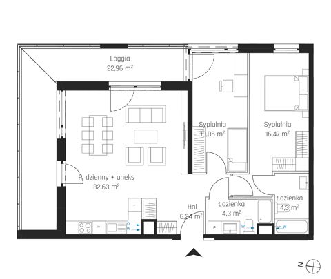Plan 3 pok. 77m²